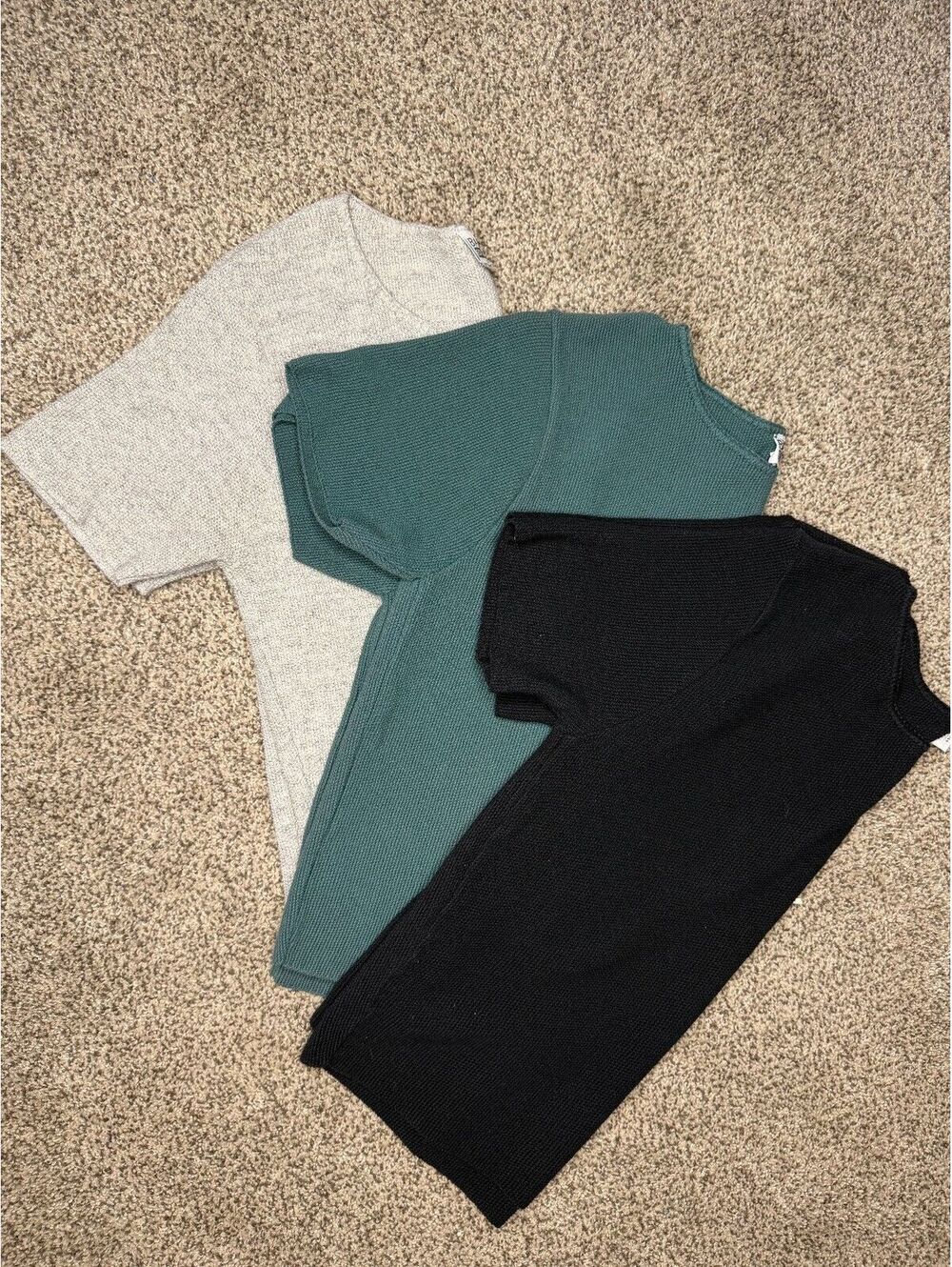 Vintage Y2K Basic Editions Medium Knit Short Sleeve Crop Fit Sweaters - Set of 3
